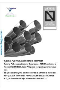 TUBO PVC, D-125mm, SERIE "B", SANITARIO, FORMATO DE VENTA, BARRA DE 150cm.