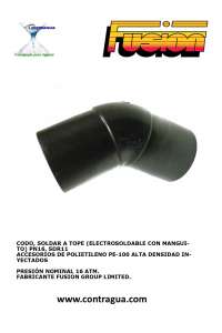 CODO, D-180mm, 45º, PN16, SOLDAR A TOPE CON MANGUITO, PE, SDR11