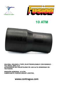 REDUCCION, 110-90mm, PN10, SOLDAR A TOPE CON MANGUITO, SDR 17,5