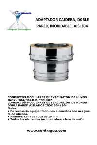BOILER ADAPTER, D-80mm, DOUBLE / WALL, STAINLESS STEEL, AISI 304