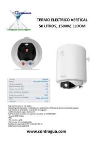 ELECTRIC THERMO, 50 LITRES, VERTICAL, ELDOM, 1500W.