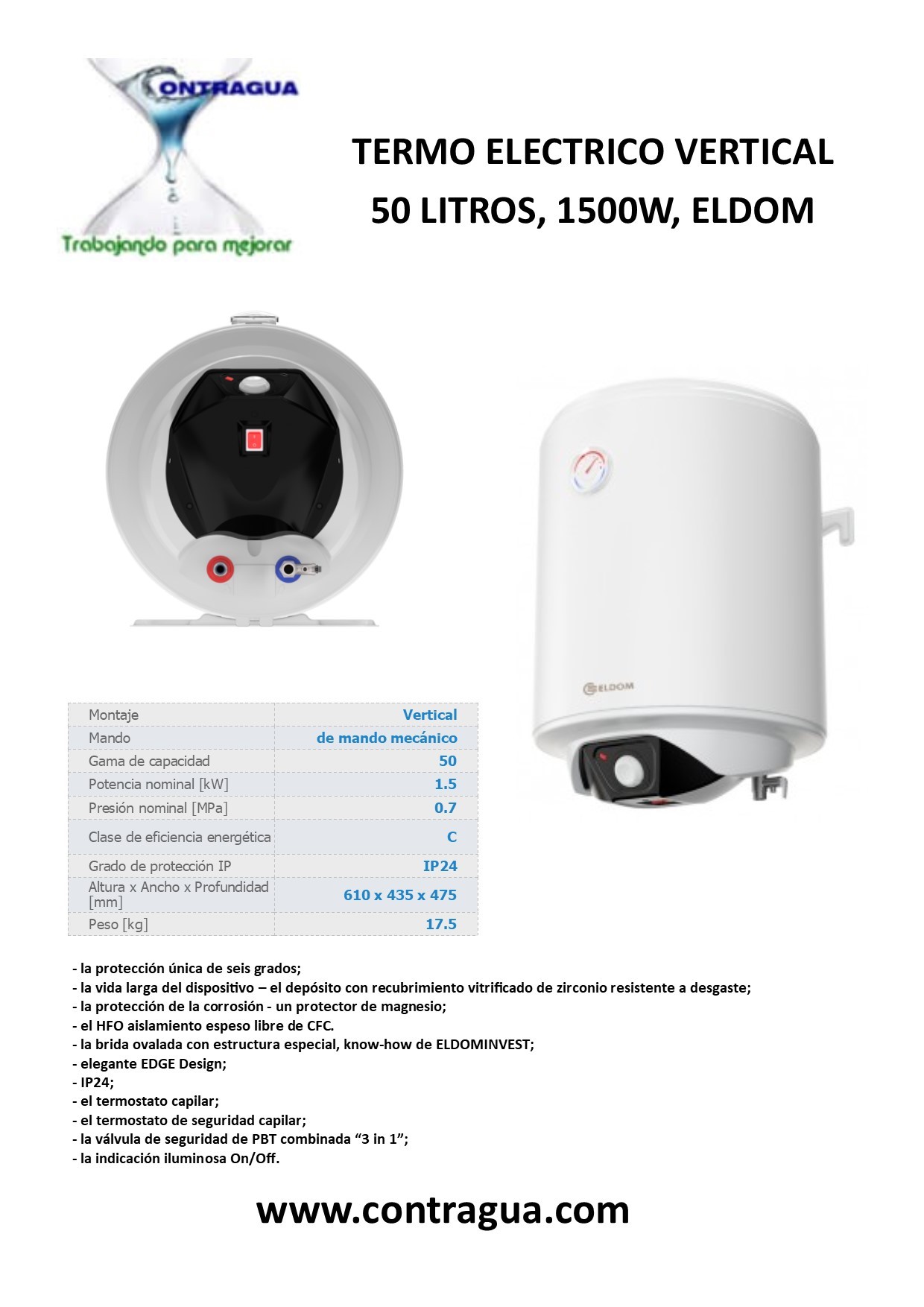 personalizado ingresos Énfasis termo-calentador-electrico-vertical-eldom-50-litros-1500-watios