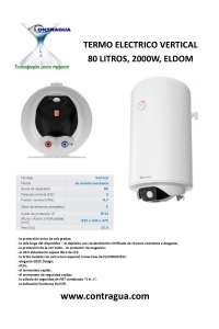 ELECTRIC THERMO, 80 LITRES, VERTICAL, ELDOM, 2000W.