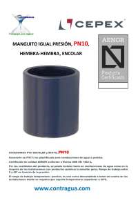 MANGUITO UNION LISO, D-50mm, PN10, PVC PRESION, ENCOLAR, H-H.
