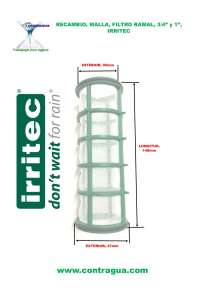 REPLACEMENT MESH, 30 MESH, GREEN COLOR, FOR P.P. FILTER 3/4" AND 1", IRRITEC.