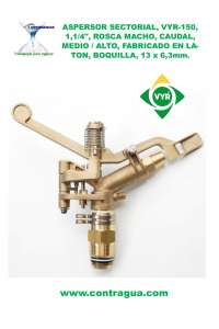 SECTOR SPRAYER, VYR-150, 1.1/4", MALE THREAD, FLOW, MEDIUM / HIGH, MADE OF BRASS, NOZZLE, 13 x 6.3mm.