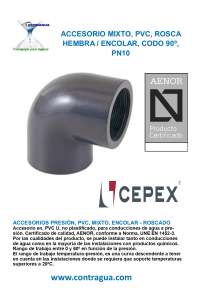 CODO PVC, MIXTO, D-32mm / 1", 90º, PRESIÓN, PN10, 01730, CEPEX