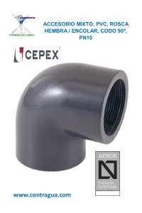 COUDE PVC, MIXTE, D-40mm / 1.1/4", 90º, PRESSION, PN10, 01731, CEPEX