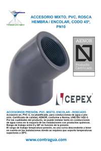 COUDE PVC, MIXTE, D-20mm / 1/2", 45º, PRESSION, PN10, 01762, CEPEX