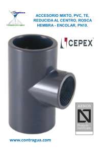 PVC TE, MISTURADO, D-25mm / 1/2” / 25mm, CENTRO REDUZIDO, COLA – FÊMEA, PN10, 01849, CEPEX