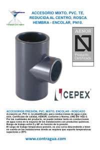 PVC TE, MISTURADO, D-50mm / 1” / 50mm, CENTRO REDUZIDO, COLA – FÊMEA, PN10, 01856, CEPEX