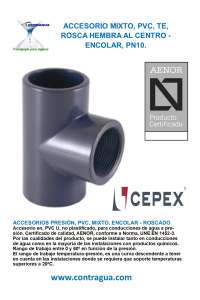 TE IGUAL, PVC, MIXTA, D-40mm, ENCOLAR, 1,1/4", ROSCA HEMBRA, PN10, 01799, CEPEX.