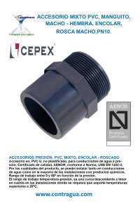 MANGUITO MIXTO, EXT-63mm, INT-50mm, 1,1/2”, PVC PRESION, PN10, ENCOLAR, MACHO – HEMBRA, ROSCA MACHO, 02089, CEPEX.