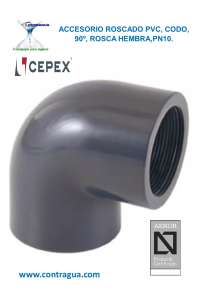 PVC ELBOW, 1/2”, FEMALE THREAD, PRESSURE, PN10, 01734, CEPEX