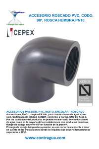 CODO PVC, 1”, ROSCA HEMBRA, PRESIÓN, PN10, 01736, CEPEX