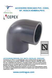 COUDE PVC, 1.1/4”, FILETAGE FEMELLE, PRESSION, PN10, 01737, CEPEX
