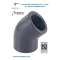 PVC ELBOW, 1/2”, 45º, FEMALE THREAD, PRESSURE, PN10, 01768, CEPEX