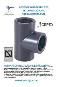 TE IGUAL, 1/2", PVC ROSCADA, HEMBRA, PRESION, PN10, 01802, CEPEX