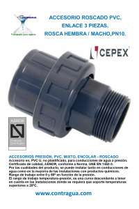 LINK, 3 PIECES, 1,1/2", PVC PRESSURE, PN10, THREAD, FEMALE / MALE, 02366, CEPEX