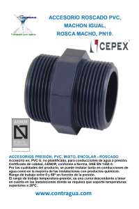 MACHON, IGUAL, 1/2”, ROSCA MACHO, PRESSÃO PVC, PN10, 02112, CEPEX