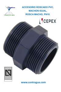 MACHON, IGUAL, 1/2”, ROSCA MACHO, PVC PRESION, PN10, 02112, CEPEX