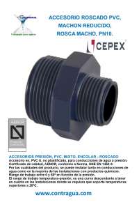 MACHÓN, REDUCIDO, 2,1/2" – 1,1/2”, ROSCA MACHO, PVC PRESION, PN10, 02319, CEPEX