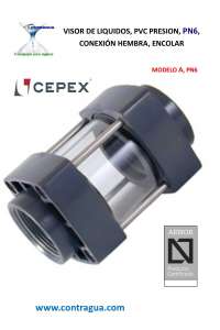 VISOR DE LIQUIDOS, D-50mm, PVC PRESION, PN6, ENCOLAR, HEMBRA, 02387, CEPEX, MODELO "A"