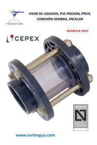 LIQUID VIEWER D-200mm, PVC PRESSURE, PN10, GLUE, FEMALE, 02395, CEPEX