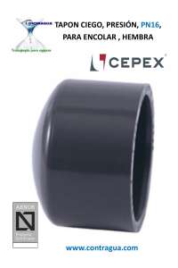 TAPÓN CIEGO D-32mm, PVC PRESIÓN, SISTEMA ENCOLADO, CONEXIÓN HEMBRA, PN16, CEPEX, 01945