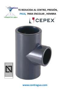 TE REDUCED TO THE CENTER, D-75 / 40 / 75mm, PVC PRESSURE, PN16, GLUED SYSTEM, FEMALE CONNECTION, CEPEX, 01831