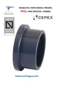 SLEEVE, FLANGE HOLDER, D-75mm, PRESSURE PVC, PN16, GLUED SYSTEM, FEMALE CONNECTION, CEPEX, 02022