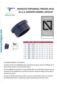 MANCHON, PORTE-BRIDE, D-75mm, PRESSION PVC, PN16, SYSTÈME COLLÉ, RACCORD FEMELLE, CEPEX, 02022