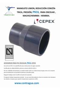 REDUÇÃO CONCÊNTRICA, D-50 / 40 – 25mm, MACHO / FÊMEA – FÊMEA, PRESSÃO PVC, PN16, COLAGEM, CEPEX, 01981