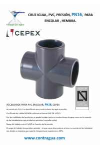 CROIX, ÉGALE, D-20mm, PVC, PRESSION, PN16, FEMELLE, COLLE, CEPEX, 20143