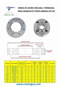 FLANGE, DE-75 mm, AÇO ZINCO, PN10, TORNEADO PARA MANGA PORTA-FLANGE, PVC U.