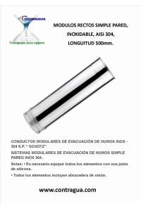 TUBE, D-130mm, L-500mm, STAINLESS AISI 304, SINGLE WALL