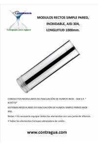 PIPE, DE-80 mm, L-1000 mm, STAINLESS AISI 304, SINGLE WALL