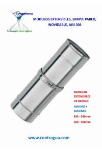 TUBE EXTENSIBLE, DE-130 mm, GAMME : 355 / 550 mm, SIMPLE PAROI, INOX AISI 304