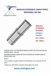 TUBE EXTENSIBLE, DE-130 mm, GAMME : 355 / 550 mm, SIMPLE PAROI, INOX AISI 304