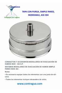 LID WITH PURGE, D-100mm, STAINLESS STEEL, AISI 304, SINGLE WALL