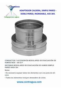 ADAPTADOR DE CALDEIRA, D-100mm, INOX, AISI 304/304, SINGLE / DOUBLE WALL