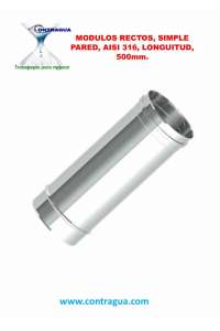 TUBE, DE-250 mm, L-500 mm, STAINLESS STEEL, AISI 316, SINGLE WALL