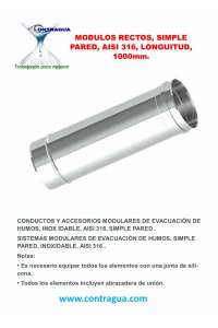 TUBE, DE-80 mm, SINGLE WALL, STAINLESS STEEL, AISI 316, L-1000mm