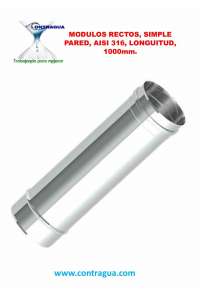TUBO, D-100mm, SIMPLE PARED, INOXIDABLE, AISI 316, L-1000mm
