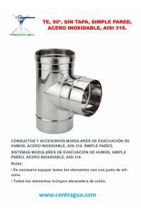 TE, 90º, D-80mm, S/T, STAINLESS AISI 316, SINGLE WALL