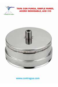 COUVERCLE DE PURGE, D-130mm, INOX AISI 316, SIMPLE PAROI