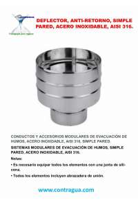 DEFLETOR SEM RETORNO, D-130mm, AÇO INOX, AISI 316, PAREDE ÚNICA