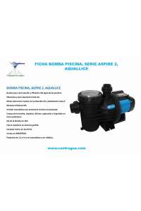 POMPE DE PISCINE, ASPIRE 2 - 100, 1 HP, TRIPHASÉE, 230 / 380V, 4,5 / 2,6Amp, AQUALLICE.