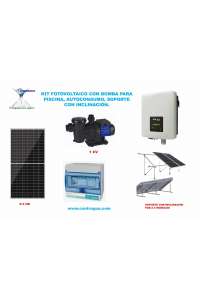 PHOTOVOLTAIC KIT WITH PUMP, FOR POOL, 1CV, SELF-CONSUMPTION, INCLINED STRUCTURE.