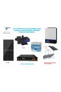 PHOTOVOLTAIC KIT WITH PUMP, FOR POOL, 1CV, BATTERIES, INCLINED STRUCTURE.